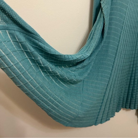 Nic + Zoe Longline Open Duster Cardigan Knit Size Medium aqua - Picture 5 of 12